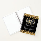 90th Birthday Guestbook Party Sparkles Gold Notitieboek (Binnen)
