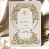 90th Birthday Invitation Art Nouveau W. Morris Kaart