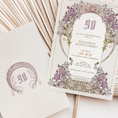 90th Birthday Invitation Art Nouveau W. Morris Kaart