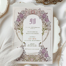 90th Birthday Invitation Art Nouveau W. Morris Kaart