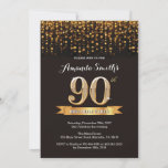 90th Birthday Invitation Black and Gold Glitter Kaart<br><div class="desc">Uitnodiging 90e verjaardag. Zwart en goudglitter. Volwassenende Birthday Party nodigt uit. Vrouwen of Mannen Bday Bash. Voor verdere aanpassing,  te klikken gelieve de knoop "van de Aanpassing het"en ons ontwerphulpmiddel te gebruiken om deze sjabloon te wijzigen.</div>