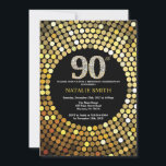 90th Birthday Invitation Black and Gold Glitter Kaart<br><div class="desc">Uitnodiging 90e verjaardag. Zwart en goudglitter. Gold Diamond. Volwassenenfeest. Voor mannen of vrouwen. Voor verdere aanpassing,  te klikken gelieve de knoop "van de Aanpassing het"en ons ontwerphulpmiddel te gebruiken om deze sjabloon te wijzigen.</div>