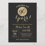 90th Birthday Invitation Black and Gold Glitter Kaart<br><div class="desc">90e verjaardag Uitnodiging zwarte en Gold Glitter Card. Voor verdere aanpassing,  te klikken gelieve de knoop "van de Aanpassing het"en ons ontwerphulpmiddel te gebruiken om deze sjabloon te wijzigen.</div>