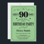 90th Birthday Invitation Black and Green Kaart<br><div class="desc">90th Birthday Invitation Black en Green Typografie. Zwarte en groene achtergrond. Volwassen verjaardag. Mannelijke Mannen of vrouwen: Birthday. Kinder jongen of meisje Lady Teenage Bday Invite. 13e 15e 16e 18e 21e 30e 40e 50e 60e 70e 90e 100e. Elke leeftijd. Voor verdere aanpassing, te klikken gelieve de knoop "van de Aanpassing...</div>