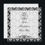 90th Birthday Invitation Black and White Damask Kaart<br><div class="desc">Damask Birthday Invitations. Selecteer "IT AANPASSEN" om te bewerken. De voorproef op deze wijze zal u shows hoe uw uitnodiging zal worden gedrukt. Layout door Elke Clarke ©2011. Grafische kaarten met licentie voor gebruik.</div>