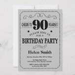 90th Birthday Invitation Black en Silver Grey Kaart<br><div class="desc">90th Birthday Invitation Black en Silver Grey Typografie. Zwarte en Zilver grijze achtergrond. Volwassen verjaardag. Mannelijke Mannen of vrouwen: Birthday. Kinder jongen of meisje Lady Teen Teenage Bday Invite. 13e 15e 16e 18e 21e 30e 40e 50e 60e 70e 80e 90e 100e. Elke leeftijd. Voor verdere aanpassing, te klikken gelieve de...</div>