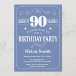 90th Birthday Invitation Blue and White Kaart<br><div class="desc">90th Birthday Invitation Blue and White Typography. Blauwe en witte achtergrond. Volwassen verjaardag. Mannelijke Mannen of vrouwen: Birthday. Kinder jongen of meisje Lady Teen Teenage Bday Invite. 13e 15e 16e 18e 21e 30e 40e 50e 60e 70e 80e 90e 100e. Elke leeftijd. Voor verdere aanpassing, te klikken gelieve de knoop "van...</div>