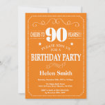 90th Birthday Invitation Burgundy Oranje and White Kaart<br><div class="desc">90th Birthday Invitation Oranje and White Typography. Oranje en witte achtergrond. Volwassen verjaardag. Mannelijke Mannen of vrouwen: Birthday. Kinder jongen of meisje Lady Teen Teenage Bday Invite. 13e 15e 16e 18e 21e 30e 40e 50e 60e 70e 80e 90e 100e. Elke leeftijd. Voor verdere aanpassing, te klikken gelieve de knoop "van...</div>