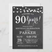 90th Birthday Invitation Chalkboard Kaart (Voorkant)