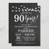 90th Birthday Invitation Chalkboard Kaart (Voorkant / Achterkant)