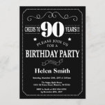 90th Birthday Invitation Chalkboard Kaart<br><div class="desc">90e Birthday Invitation Chalkboard. Zwart-witte achtergrond. Volwassen verjaardag. Mannelijke Mannen of vrouwen: Birthday. Kinder jongen of meisje Lady Teen Teenage Bday Invite. 13e 15e 16e 18e 21e 30e 40e 50e 60e 70e 80e 90e 100e. Elke leeftijd. Voor verdere aanpassing, te klikken gelieve de knoop "van de Aanpassing het"en ons ontwerphulpmiddel...</div>