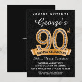 90th Birthday Invitation Diamond Milestone Invite Kaart (Voorkant / Achterkant)