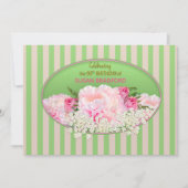 90th Birthday Invitation, Feminine w/Flowers Kaart (Voorkant)