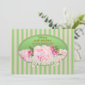 90th Birthday Invitation, Feminine w/Flowers Kaart (Staand voorkant)