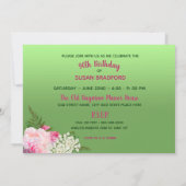 90th Birthday Invitation, Feminine w/Flowers Kaart (Achterkant)