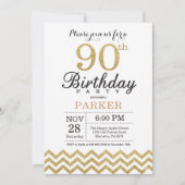 90th Birthday Invitation Gold Glitter Kaart (Voorkant)
