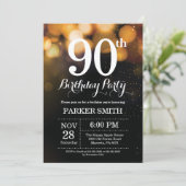 90th Birthday Invitation Gold Glitter Kaart (Staand voorkant)