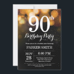 90th Birthday Invitation Gold Glitter Kaart<br><div class="desc">90th Birthday Invitation met Gold String Lights met Gold Glitter Background. Gouddag. Volwassen verjaardag. Mannen of vrouwen uitgenodigd. 13e 15e 16e 18e 21e 30e 40e 50e 60e 70e 90e 100e, elke leeftijd. Voor verdere aanpassing, te klikken gelieve de knoop "van de Aanpassing het"en ons ontwerphulpmiddel te gebruiken om deze sjabloon...</div>