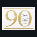 90th Birthday Invitation Gold Glitter Kaart<br><div class="desc">Uitnodiging 90e verjaardag. Gold Glitter Birthday Party nodigt uit met een witte achtergrond. Verrassende verjaardag. Volwassen verjaardag. Mannen of Vrouwen Bday Bash Party. Voor verdere aanpassing,  te klikken gelieve de knoop "van de Aanpassing het"en ons ontwerphulpmiddel te gebruiken om deze sjabloon te wijzigen.</div>