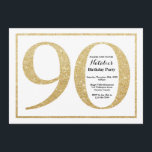 90th Birthday Invitation Gold Glitter Kaart<br><div class="desc">Uitnodiging 90e verjaardag. Gold Glitter Birthday Party nodigt uit met een witte achtergrond. Verrassende verjaardag. Volwassen verjaardag. Mannen of Vrouwen Bday Bash Party. Voor verdere aanpassing,  te klikken gelieve de knoop "van de Aanpassing het"en ons ontwerphulpmiddel te gebruiken om deze sjabloon te wijzigen.</div>