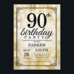 90th Birthday Invitation Gold Glitter Kaart<br><div class="desc">90th Birthday Invitation met Gold String Lights met Gold Glitter Background. Gouddag. Volwassen verjaardag. Mannen of vrouwen uitgenodigd. 13e 15e 16e 18e 21e 30e 40e 50e 60e 70e 90e 100e, elke leeftijd. Voor verdere aanpassing, te klikken gelieve de knoop "van de Aanpassing het"en ons ontwerphulpmiddel te gebruiken om deze sjabloon...</div>