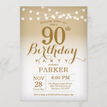 90th Birthday Invitation Gold String Lights Kaart<br><div class="desc">90th Birthday Invitation with Gold String Lights. Gouddag. Volwassen verjaardag. Mannen of vrouwen uitgenodigd. 13e 15e 16e 18e 21e 30e 40e 50e 60e 70e 90e 100e,  elke leeftijd. Voor verdere aanpassing,  te klikken gelieve de knoop "van de Aanpassing het"en ons ontwerphulpmiddel te gebruiken om deze sjabloon te wijzigen.</div>