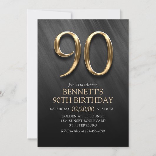90th Birthday Invitation Kaart (Voorkant)