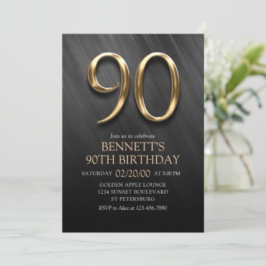 90th Birthday Invitation Kaart (Staand voorkant)