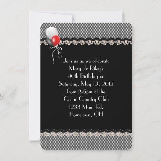 90th Birthday Invitation Kaart (Achterkant)