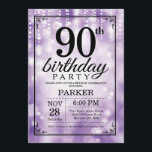 90th Birthday Invitation Paars Glitter Kaart<br><div class="desc">90th Birthday Invitation met Paarse String Lights met Paarse Glitter Background. Paarse verjaardag. Volwassen verjaardag. Mannen of vrouwen uitgenodigd. 13e 15e 16e 18e 21e 30e 40e 50e 60e 70e 90e 100e, elke leeftijd. Voor verdere aanpassing, te klikken gelieve de knoop "van de Aanpassing het"en ons ontwerphulpmiddel te gebruiken om deze...</div>
