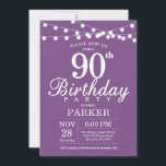 90th Birthday Invitation Paars Lavender Lila Kaart<br><div class="desc">90th Birthday Invitation with String Lights. Paarse lavender Lila achtergrond. Vrouwen Vrouwen Lady Elegant Modern bday. 13e 15e 16e 18e 21e 30e 40e 50e 60e 70e 90e 100e, elke leeftijd. Voor verdere aanpassing, te klikken gelieve de knoop "van de Aanpassing het"en ons ontwerphulpmiddel te gebruiken om deze sjabloon te wijzigen....</div>