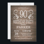 90th Birthday Invitation Rustic Wood Floral Kaart<br><div class="desc">90e verjaardag Uitnodiging Rustic Wood Floral Achtergrond. 13e 15e 16e 18e 21e 30e 40e 50e 60e 70e 90e 100e,  elke leeftijd. Volwassen verjaardag. Vrouw of Man Man Birthday Party. Voor verdere aanpassing,  te klikken gelieve de knoop "van de Aanpassing het"en ons ontwerphulpmiddel te gebruiken om deze sjabloon te wijzigen.</div>