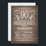 90th Birthday Invitation Rustic Wood Floral Kaart<br><div class="desc">90e verjaardag Uitnodiging Rustic Wood Floral Achtergrond. 13e 15e 16e 18e 21e 30e 40e 50e 60e 70e 90e 100e,  elke leeftijd. Volwassen verjaardag. Vrouw of Man Man Birthday Party. Voor verdere aanpassing,  te klikken gelieve de knoop "van de Aanpassing het"en ons ontwerphulpmiddel te gebruiken om deze sjabloon te wijzigen.</div>