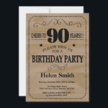 90th Birthday Invitation Rustic Wood Kaart<br><div class="desc">Uitnodiging 90e verjaardag. Typografie. Cheers tot 90 jaar. Volwassen verjaardag. Rustic Wood Background Mannelijke Mannen of vrouwen: Birthday. Kinder jongen of meisje Lady Teen Teenage Bday Invite. 13e 15e 16e 18e 21e 30e 40e 50e 60e 70e 80e 90e 100e. Elke leeftijd. Voor verdere aanpassing, te klikken gelieve de knoop "van...</div>