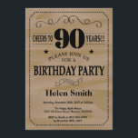 90th Birthday Invitation Rustic Wood Kaart<br><div class="desc">Uitnodiging 90e verjaardag. Typografie. Cheers tot 90 jaar. Volwassen verjaardag. Rustic Wood Background Mannelijke Mannen of vrouwen: Birthday. Kinder jongen of meisje Lady Teen Teenage Bday Invite. 13e 15e 16e 18e 21e 30e 40e 50e 60e 70e 80e 90e 100e. Elke leeftijd. Voor verdere aanpassing, te klikken gelieve de knoop "van...</div>