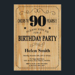 90th Birthday Invitation Rustic Wood Kaart<br><div class="desc">Uitnodiging 90e verjaardag. Typografie. Cheers tot 90 jaar. Volwassen verjaardag. Rustic Wood Achtergrond. Mannelijke Mannen of vrouwen: Birthday. Kinder jongen of meisje Lady Teenage Bday Invite. 13e 15e 16e 18e 21e 30e 40e 50e 60e 70e 90e 100e. Elke leeftijd. Voor verdere aanpassing, te klikken gelieve de knoop "van de Aanpassing...</div>