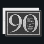 90th Birthday Invitation Silver Glitter Chalkboard Kaart<br><div class="desc">Uitnodiging 90e verjaardag. De Zwarte en Zilveren Glitter Birthday Party nodigt met de achtergrond van het Chalkboard uit. Verrassende verjaardag. Volwassen verjaardag. Mannen of Vrouwen Bday Bash Party. Voor verdere aanpassing,  te klikken gelieve de knoop "van de Aanpassing het"en ons ontwerphulpmiddel te gebruiken om deze sjabloon te wijzigen.</div>