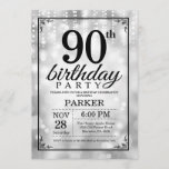 90th Birthday Invitation Silver Glitter Kaart<br><div class="desc">90th Birthday Invitation met Silver String Lights met Silver Glitter Background. Zilver Birthday. Volwassen verjaardag. Mannen of vrouwen uitgenodigd. 13e 15e 16e 18e 21e 30e 40e 50e 60e 70e 90e 100e, elke leeftijd. Voor verdere aanpassing, te klikken gelieve de knoop "van de Aanpassing het"en ons ontwerphulpmiddel te gebruiken om deze...</div>