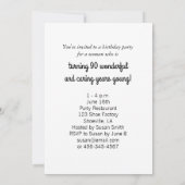 90th Birthday Invitation Woman with Cake Humor Kaart (Achterkant)