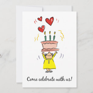 90th Birthday Invitation Woman with Cake Humor Kaart