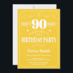 90th Birthday Invitation Yellow and White Kaart<br><div class="desc">90th Birthday Invitation Yellow and White Typografie. Gele en witte achtergrond. Volwassen verjaardag. Mannelijke Mannen of vrouwen: Birthday. Kinder jongen of meisje Lady Teen Teenage Bday Invite. 13e 15e 16e 18e 21e 30e 40e 50e 60e 70e 80e 90e 100e. Elke leeftijd. Voor verdere aanpassing, te klikken gelieve de knoop "van...</div>