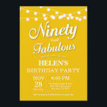 90th Birthday Invitation Yellow Fabulous Kaart<br><div class="desc">90th Birthday Uitnodiging met de Gele Achtergrond van de Lichten van het Koord. Vrouw Birthday Party. 90 en Fabulous. Elke leeftijd. Voor verdere aanpassing,  te klikken gelieve de knoop "van de Aanpassing het"en ons ontwerphulpmiddel te gebruiken om deze sjabloon te wijzigen.</div>