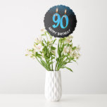 90th Birthday Kandels met Eyebollen Ballon<br><div class="desc">Plezierkaarsen met oogballen op zwarte en turkooisgradiënt achtergrond voor 90e verjaardag.</div>