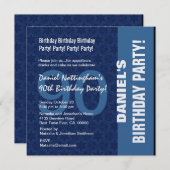 90th Birthday Modern Pattern in Hues of Blue W333 Kaart (Voorkant / Achterkant)