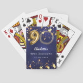 90th birthday navy blue gold stars photo pokerkaarten (Achterkant)