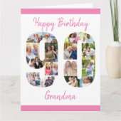 90th Birthday Number 90 Photo Collage Big Custom Kaart (Voorkant)
