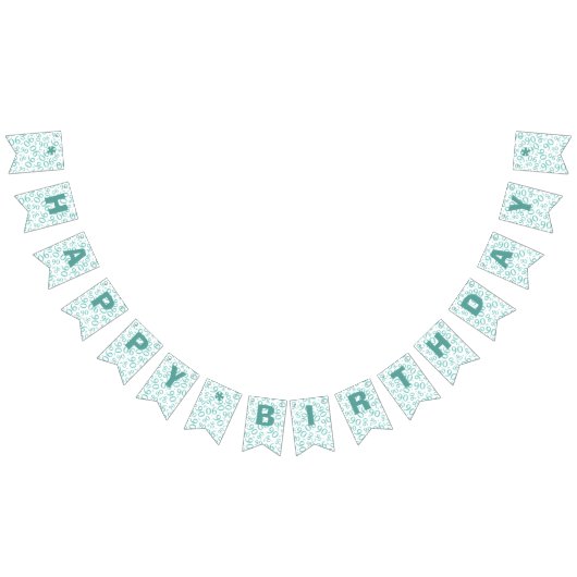 90th Birthday Number Pattern Blauwgroen en White Vlaggetjes (Alle)