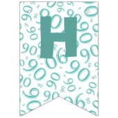 90th Birthday Number Pattern Blauwgroen en White Vlaggetjes (Tweede vlag)