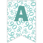 90th Birthday Number Pattern Blauwgroen en White Vlaggetjes (Derde vlag)