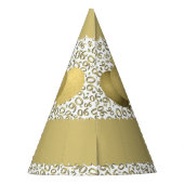 90th Birthday Number Pattern Gold/White Scallops Feesthoedjes (Achterkant)